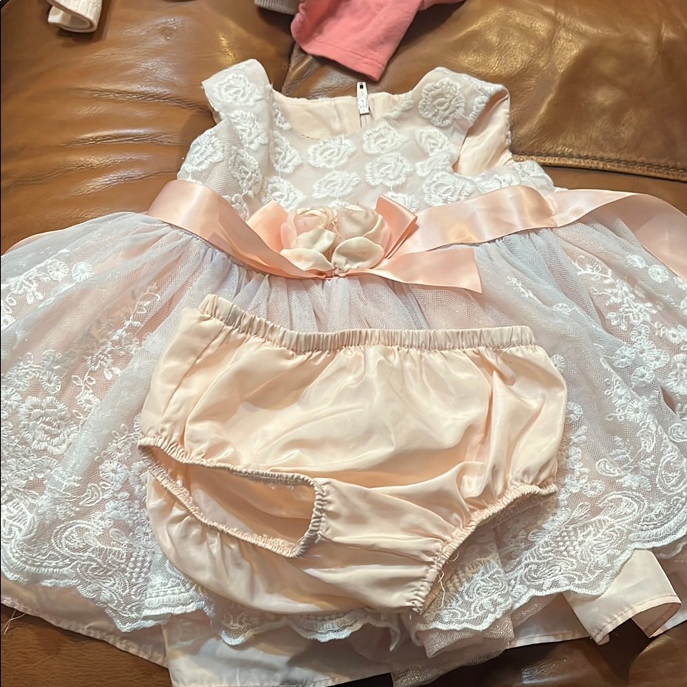 Bonnie Baby Peach Lace Diaper Cover Set